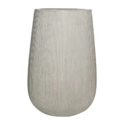 Patt High Plant Vase - Ridged Cement